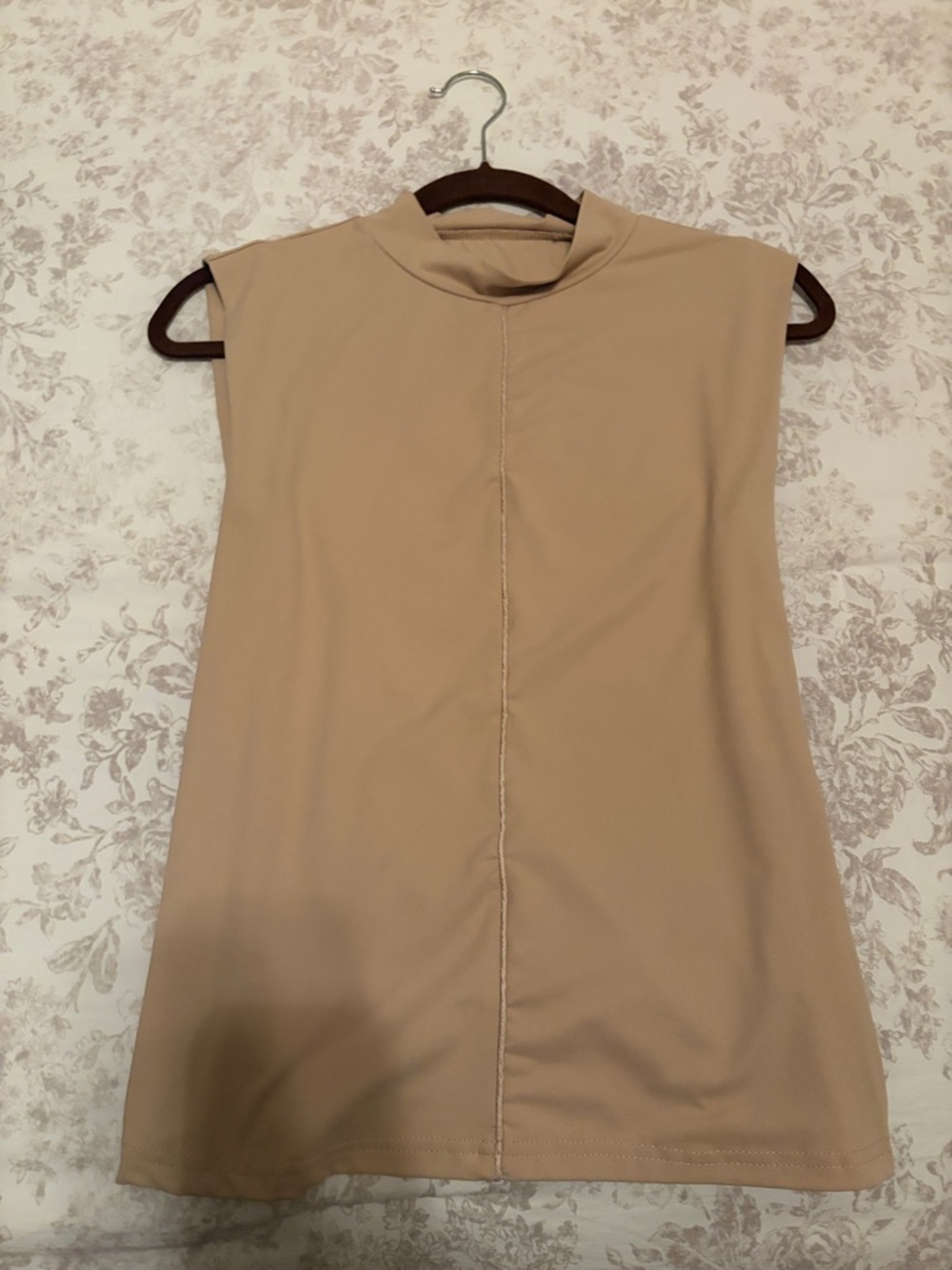 Women's Sleeveless Mock Neck Camisole in Light Beige